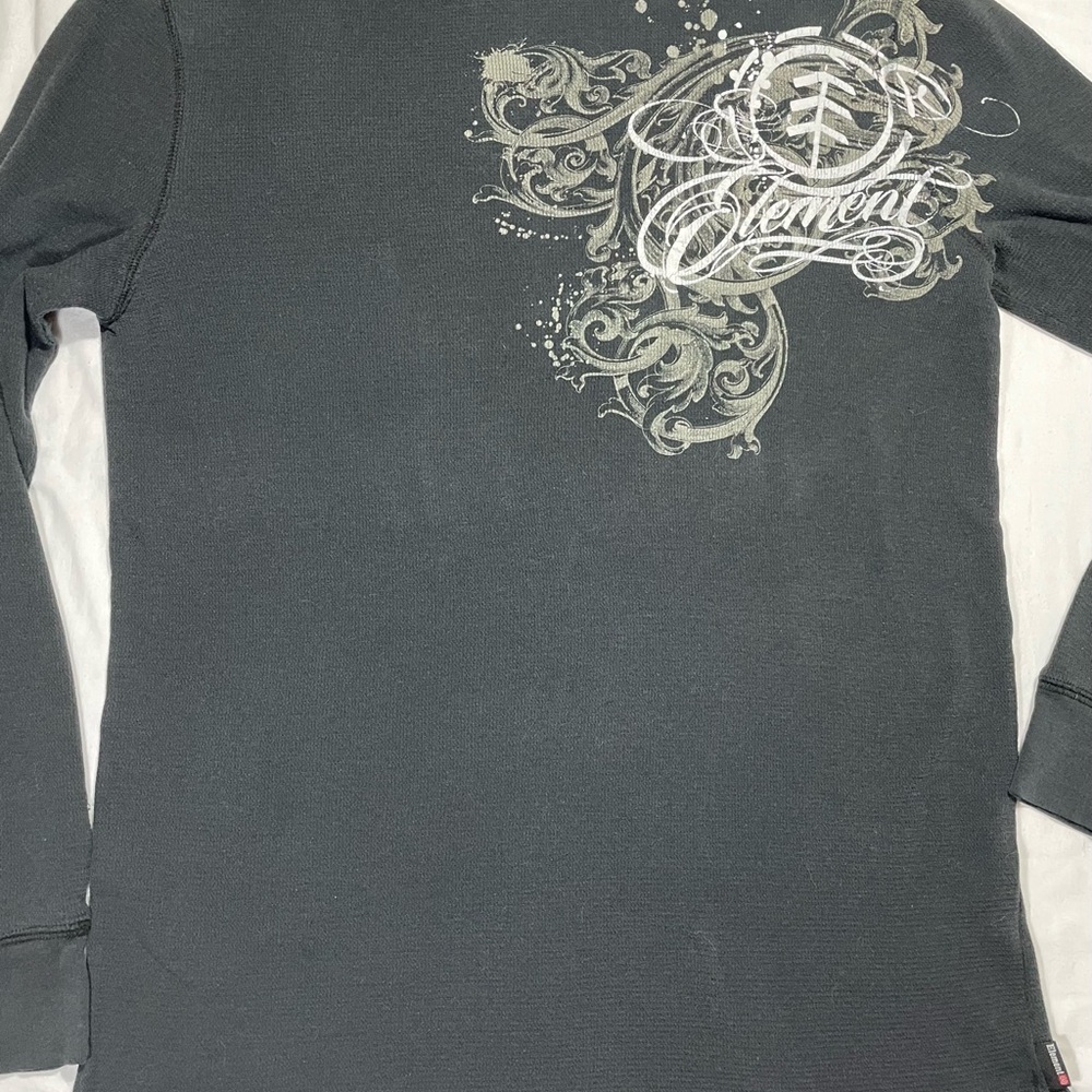 Vintage Y2K Element Thermal Shirt Adult L-XL? No Size Black Waffle Knit Skater